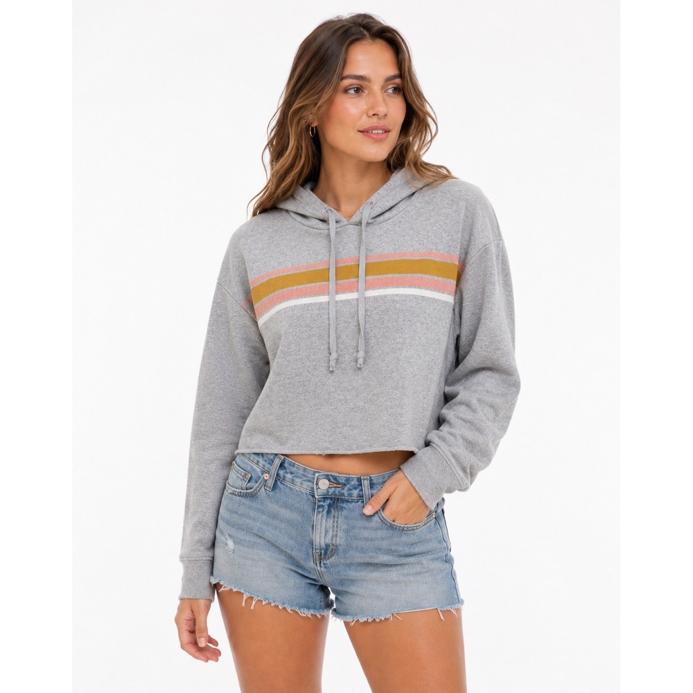 American Eagle Grey Hoodie Striped Amazingly Soft Pullover Small